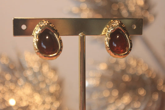 Brincos 'Gota Pedra Castanha'