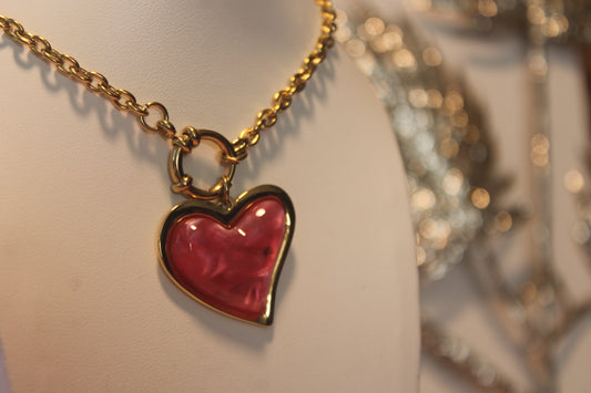 Colar 'Coração Rosa'